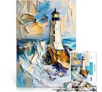 Lighthouse in Stormy Colorful Sea1000 Pieces Jigsaw Puzzles for Adults Games Toys Gift Birthday Present, Gifts 38x26cm