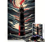 Lighthouse in Stormy Sea Jigsaw for Adults1000 Pieces Mental Skill Smooth Cut Enjoyable Challenge (50x75cm)