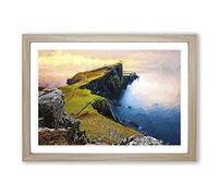 Lighthouse in The Isle of Skye in Abstract Framed Print | A2 Oak Framed Wall Art | Ready to Hang | Abstract Cityscape Picture | Living Room Bedroom Lounge Office