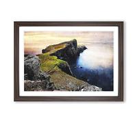 Lighthouse in The Isle of Skye Painting Framed Print | A2 Walnut Framed Wall Art | Ready to Hang | Modern Cityscape Picture | Living Room Bedroom Lounge Office