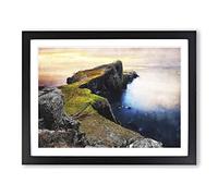 Lighthouse In The Isle Of Skye Painting Modern Art Framed Print | A4 Black Framed Wall Art | Ready to Hang | Modern Cityscape Picture | Living Room Bedroom Lounge Office