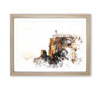 Lighthouse In The Isle Of Skye Scotland Watercolour Modern Framed Print | A3 Oak Framed Wall Art | Ready to Hang | Modern Cityscape Picture | Living Room Bedroom Lounge Office