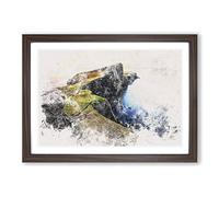 Lighthouse in The Isle of Skye Watercolour Framed Print | A2 Walnut Framed Wall Art | Ready to Hang | Modern Cityscape Picture | Living Room Bedroom Lounge Office