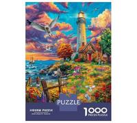 Lighthouse in The Sea Jigsaw Puzzles, 1000 Pieces Impossible Puzzle Challenge Toy for Adults& Kids Age 12 Years Up 52x38cm/1000pcs