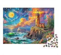 Lighthouse in The Sea Jigsaw Puzzles, 1000 Pieces Impossible Puzzle Challenge Toy for Adults& Kids Age 12 Years Up 70x50cm/1000pcs
