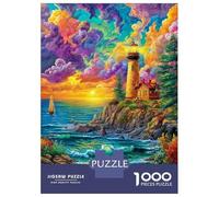 Lighthouse in The Sea Jigsaw Puzzles, 1000 Pieces Impossible Puzzle Challenge Toy for Adults& Kids Age 12 Years Up 38x26cm/1000pcs