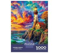 Lighthouse in The Sea Jigsaw Puzzles, 1000 Pieces Impossible Puzzle Challenge Toy for Adults& Kids Age 12 Years Up 52x38cm/1000pcs
