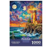 Lighthouse in The Sea Puzzles 1000 Piece. Impossible Puzzles Challenge Toy for Adults& Kids Age 14 Years Up 52x38cm/1000pcs