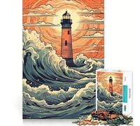 Lighthouse In The Storm 1000 Piece Jigsaw Puzzles for Teenagers Jigsaw Brain Gain Sharp Edge Family Game Game Night (50x75cm)