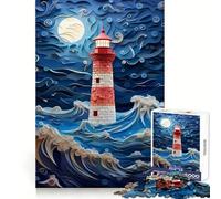 Lighthouse in The Storm 1000 Piece Puzzle For Teenagers Brain Exercise Snug Cut Home Activity Classic Xmas Gift (50x75cm)
