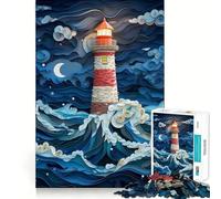 Lighthouse in The Storm Adult Jigsaw Puzzle1000 Pieces Brain Exercise Accurate Cut Home Activity Festive Gift (50x75cm)