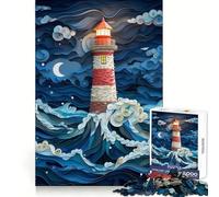 Lighthouse in The Storm Adult Jigsaw Puzzle1000 Pieces Brain Exercise Accurate Cut Home Activity Festive Gift (50x75cm)