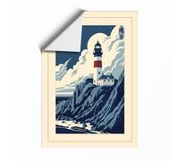 Lighthouse in the Storm Coastal Unframed Wall Art Print A4 (29.7×21cm), Wall Decor for Living Room, Bedroom, Office & Home, Art Gift
