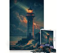 Lighthouse In The Storm for Adults 1000 Piece Jigsaw Puzzle Sharp Mind Creative Fun Family Pastime Art Display (50x75cm)