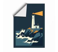Lighthouse in the Storm Geometric Unframed Wall Art Print A2 (59.4×42cm), Wall Decor for Living Room, Bedroom, Office & Home, Art Gift