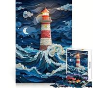Lighthouse in The Storm Jigsaw 1000 Pieces for Adults FreeTime Game Accurate Cut Fun Challenge Game Night (38x26cm)