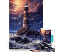 Lighthouse In The Storm Jigsaw 1000 Pieces for Teenagers Brain Exercise DownTime Game Real Challenge Birthday Present (38x52cm)