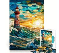 Lighthouse in The Storm Jigsaw for Teenagers1000 Pieces Cognitive Boost Nice Thick Family Bond Santa Surprise (38x26cm)