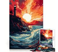 Lighthouse in The Storm Jigsaw for Teenagers1000 Pieces Mindful Game Rich Detail Happy Challenge Furniture Decor (38x52cm)