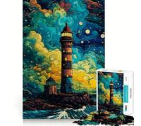 Lighthouse in The Storm Jigsaw Puzzle 1000 Piece for Teenagers Memory Build Vivid Color Playful Challenge Great Gift (38x26cm)