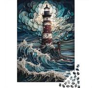 Lighthouse in The Storm Jigsaw Puzzle for Adults, 1000 Pieces, 38x26cm/1000pcs, White Cardboard Pieces, Screen-Free Leisure And Family Time