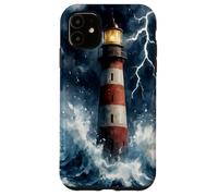 Lighthouse in the Storm with Lightning Dramatic Seascape Case for iPhone 11
