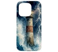 Lighthouse in the Storm with Lightning Dramatic Seascape Case for iPhone 15 Pro