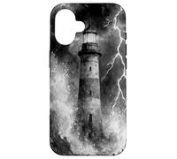Lighthouse in the Storm with Lightning Dramatic Seascape Case for iPhone 16