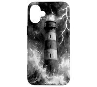 Lighthouse in the Storm with Lightning Dramatic Seascape Case for iPhone 16 Plus