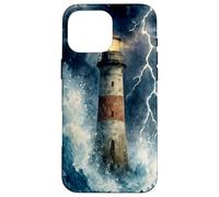 Lighthouse in the Storm with Lightning Dramatic Seascape Case for iPhone 16 Pro Max