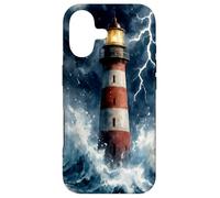 Lighthouse in the Storm with Lightning Dramatic Seascape Case for iPhone 17