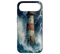 Lighthouse in the Storm with Lightning Dramatic Seascape Case for iPhone Air