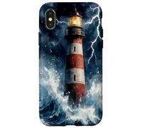 Lighthouse in the Storm with Lightning Dramatic Seascape Case for iPhone X/XS