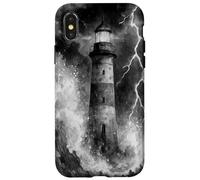 Lighthouse in the Storm with Lightning Dramatic Seascape Case for iPhone X/XS