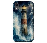 Lighthouse in the Storm with Lightning Dramatic Seascape Case for iPhone XR