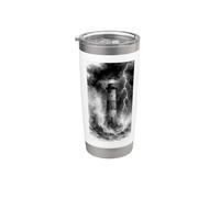 Lighthouse in the Storm with Lightning Dramatic Seascape Stainless Steel Insulated Tumbler