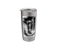 Lighthouse in the Storm with Lightning Dramatic Seascape Stainless Steel Insulated Tumbler