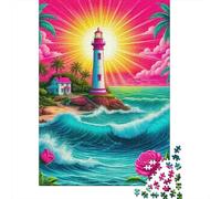 Lighthouse Jigsaw Puzzle for Adults 1000 Piece Jigsaw Puzzle Ocean Waves Puzzle Game for Family Paper Relaxing Gift 70x50cm/1000pcs