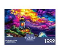 Lighthouse Jigsaw Puzzles 1000 Piece Challenge Toy for Adults, Gradient Color Coastal Impossible Jigsaw Puzzles 1000 Piece Educational Game Home Decoration 38x26cm/1000pcs