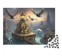 Lighthouse Jigsaw Puzzles For Adults 1000 Piece Educational Challenge Tech Dreamy Cute Crashing Shore Waves Animals Soaring in Sky Symbol of Lone Guardian Dawn Breaking with New Life Challenge Toy