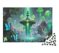 Lighthouse Jigsaw Puzzles for Adults 1000 Piece Educational Game Tech Dreamy Cute Crashing Shore Waves Animals Soaring in Sky Symbol of Lone Guardian Dawn Breaking with New Life Challenge Toy Home