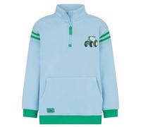 LightHouse Jonah Boys' Cotton-Rich Funnel Neck Half-Zip Sweatshirt with Patch Pocket - Green Tractor Baler - 5-6years