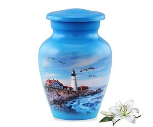 Lighthouse Keepsake Urn - Portland Lighthouse Mini Urns for Ashes - Light House Memorial Token Urn - Light House Sharing Urns for Men & Women with Premium Case, Bag & Funnel (Keepsake)