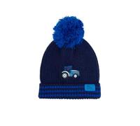 LightHouse Kids Bobbie Warm Bobble Cable Knit Hat - Childrens Winter Outdoor Headwear - Blue Tractor - 5-10 Years