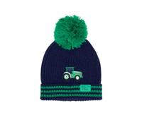 LightHouse Kids Bobbie Warm Bobble Cable Knit Hat - Childrens Winter Outdoor Headwear - Green Tractor - 5-10 Years