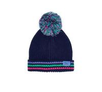 LightHouse Kids Bobbie Warm Bobble Cable Knit Hat - Childrens Winter Outdoor Headwear - Pink Purple Teal Striped - 2-4 Years