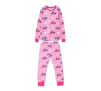 LightHouse Kids Long Pyjamas Set - Childrens Cotton Tractor Print Loungewear - Pink Purple Tractor Print - 3-4 Years