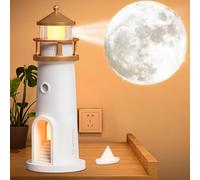 Lighthouse Lamp, Moon Projection LED Light Beacon with Remote Control, Unique Wireless Lighthouses Table Lamps for Home Bedroom, Living Room, Moon Lamp Lighthouse Gift for Christmas Birthday