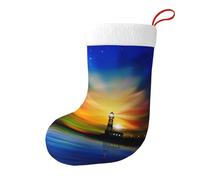 Lighthouse Large Christmas Stocking 17.7", Xmas Gift Sock for Family, Hanging Stocking, Party Decor