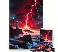Lighthouse, Lightning, And Coastal Drama 1000 Pieces Jigsaws Adults Puzzles Gifts Mind Workout Stress Less Home Activity Home Accent (50x75cm)